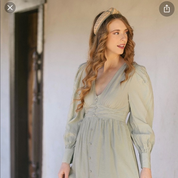 New Gabriella Button Midi Dress in Mint - Picture 4 of 10